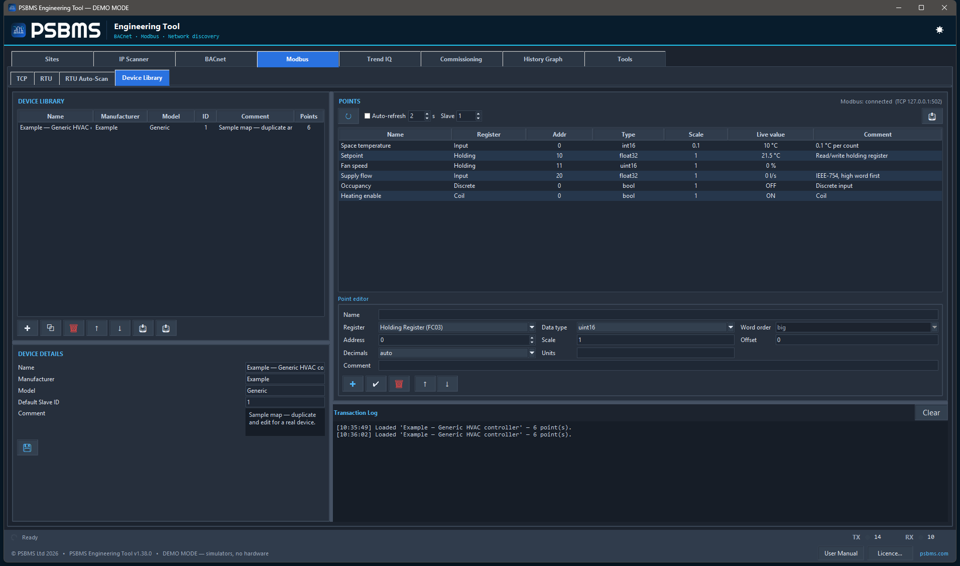 Device Library live values